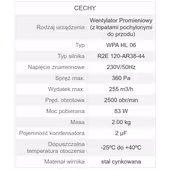 Dmuchawa wentylator pieca CO WPA HL 06, klapka, wtyk, cz.Halla Oryginał - 5